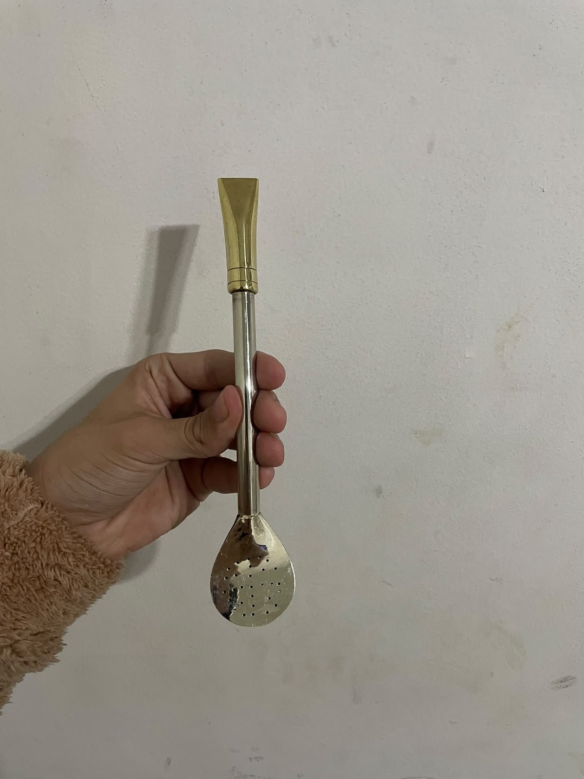 BOMBILLÓN CAÑO LISO PICO RECTO ALPACA/BRONCE