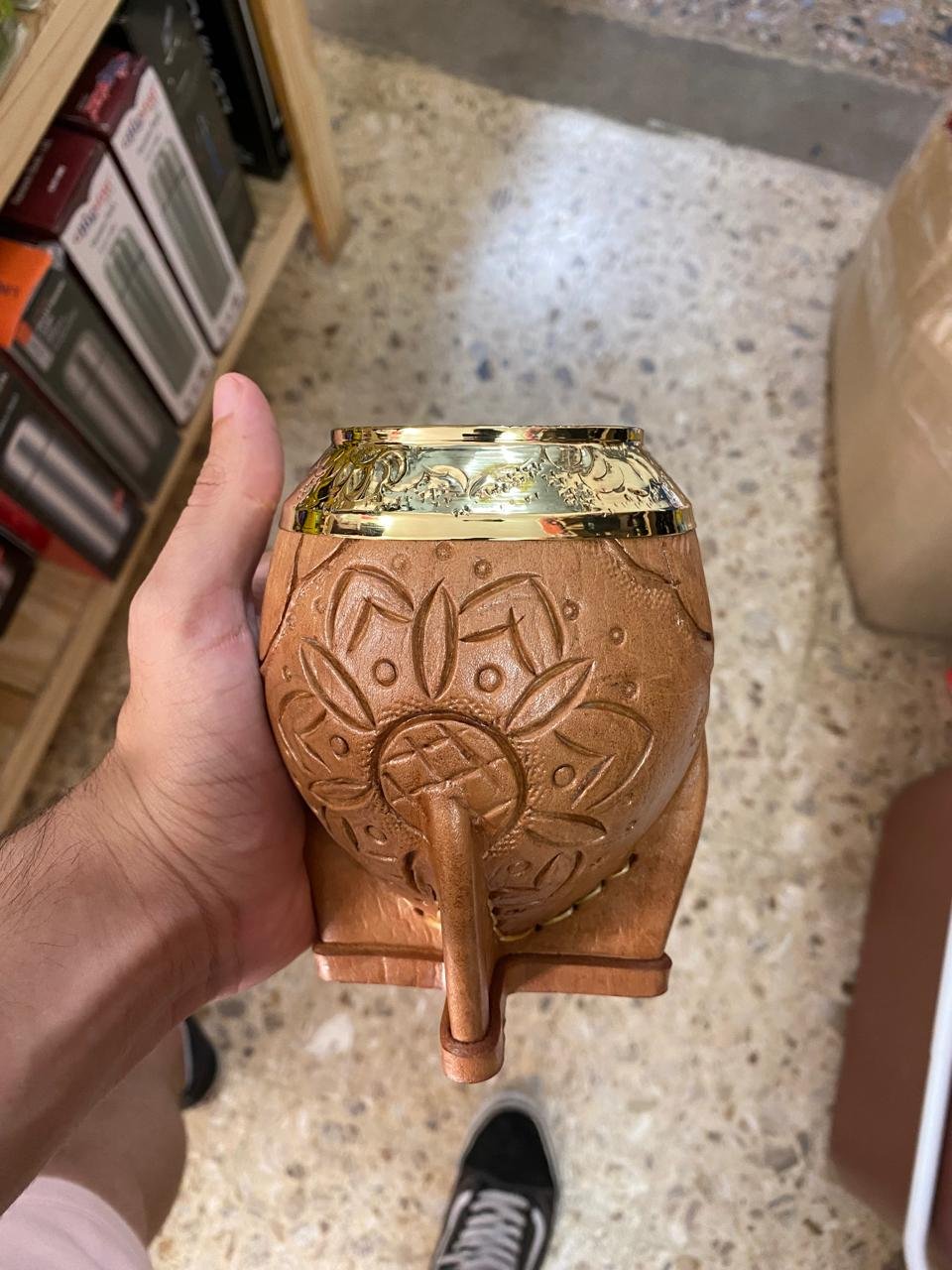 TORPEDO VIROLA DE BRONCE CINCELADA CUERO REPUJADO 