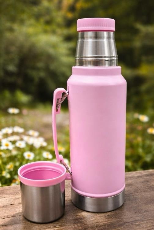 TERMO 1,2L CON MANIJA DOBLE CAPA DE ACERO PICO A ROSCA