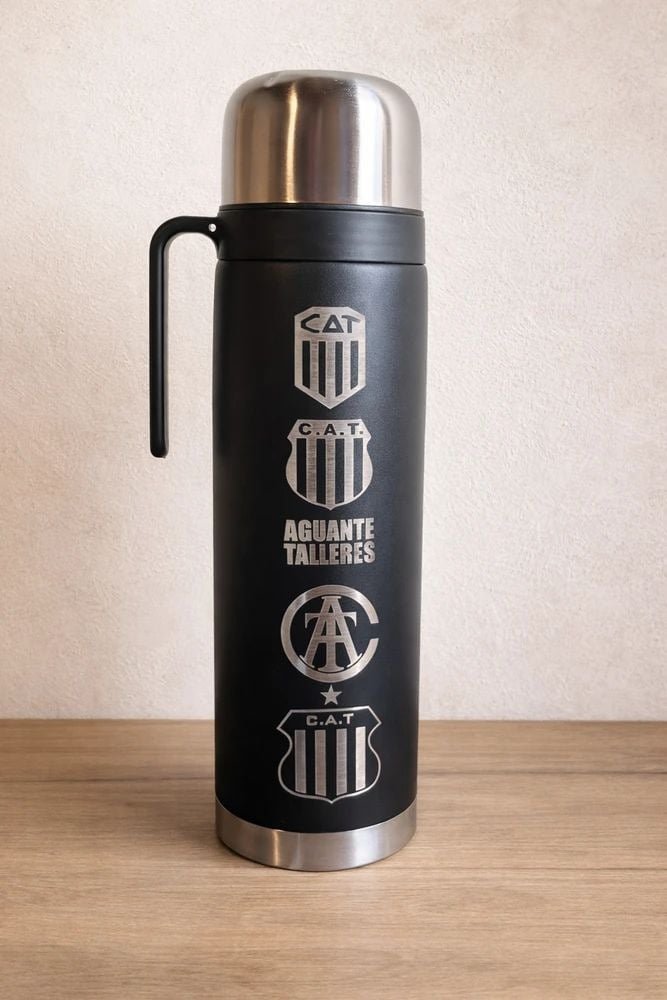 TERMO MEDIA MANIJA NEGRO DE 1L GRABADO TALLERES DE CÓRDOBA