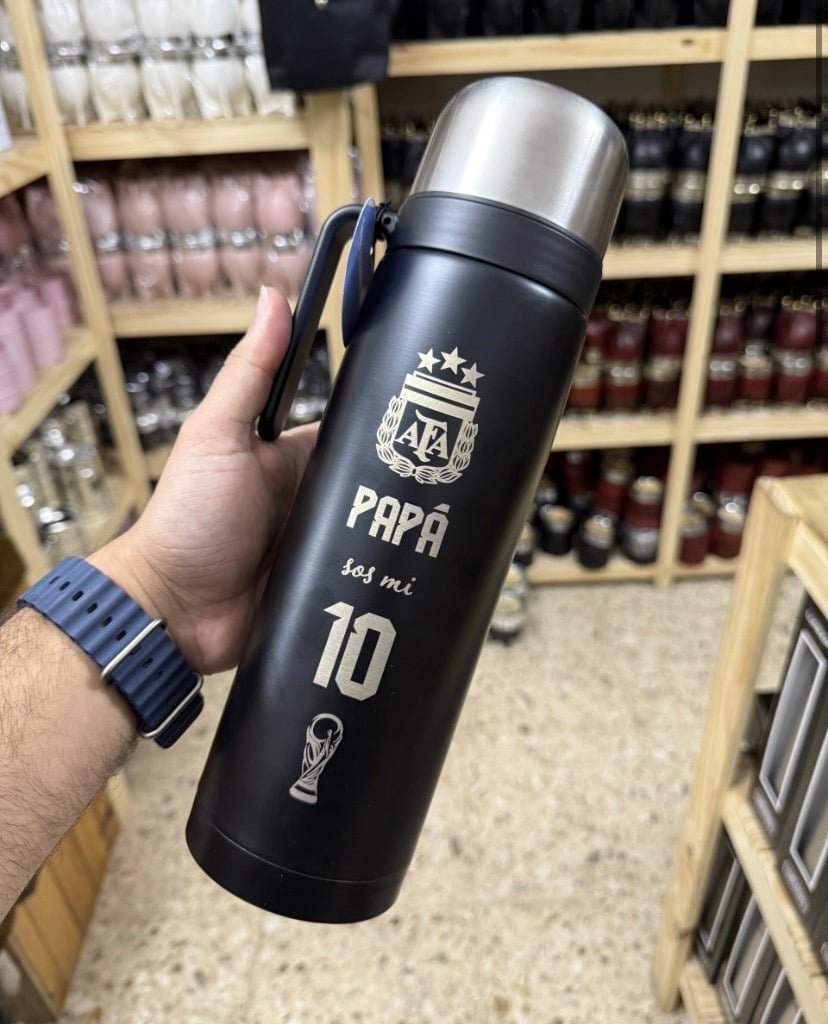 TERMO MEDIA MANIJA NEGRO DE 1L GRABADOS DIA DEL PADRE