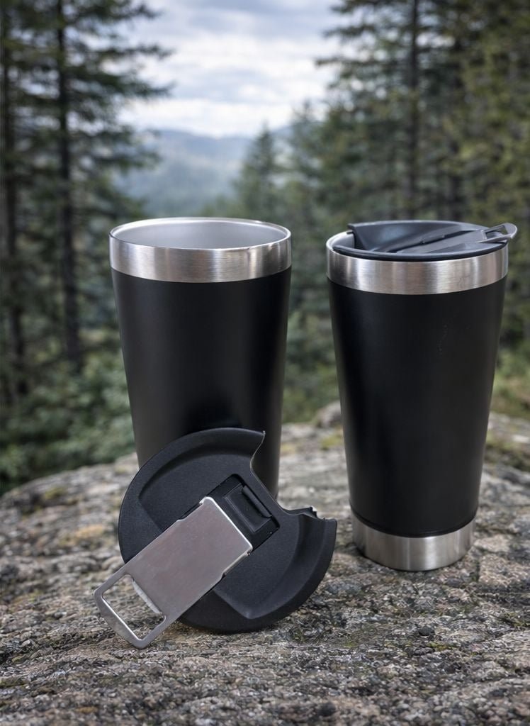 VASO CERVECERO CON DESTAPADOR 650ML COLOR NEGRO