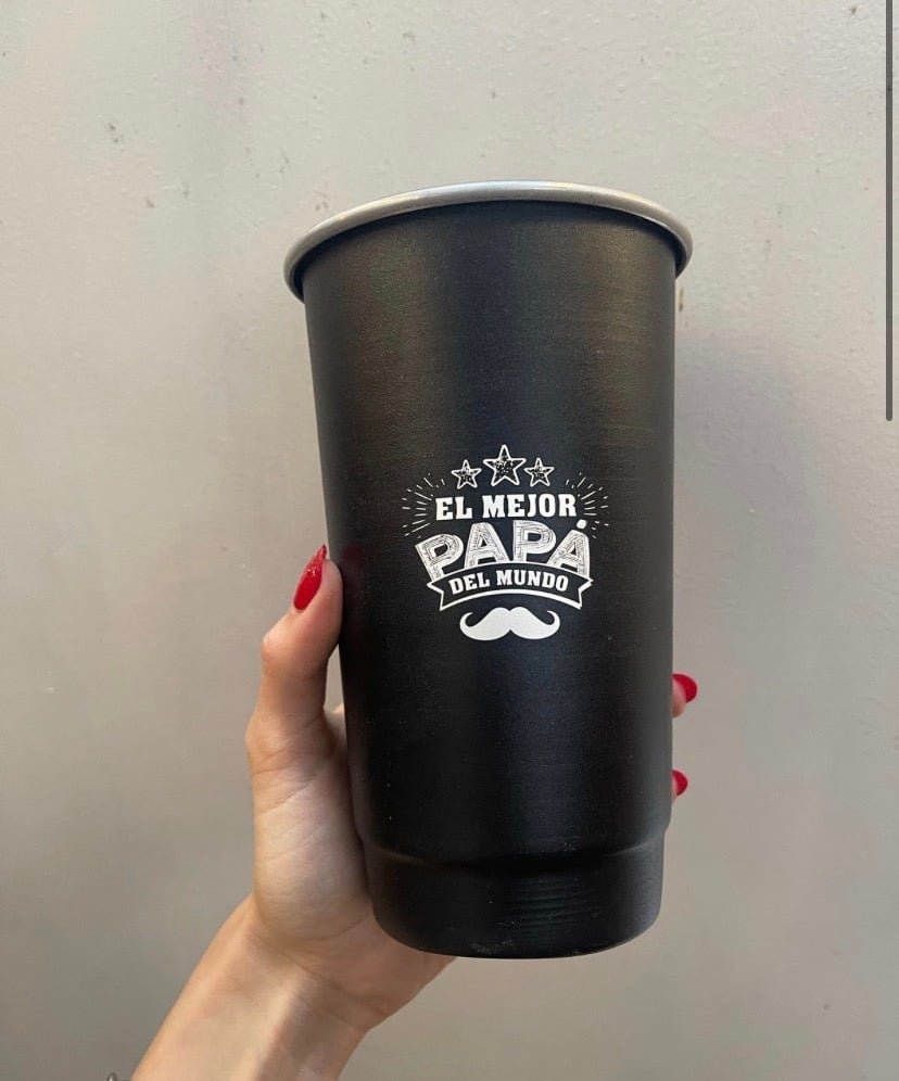 VASO FERNETERO NEGRO 1L GRABADO EL MEJOR PAPÁ DEL MUNDO