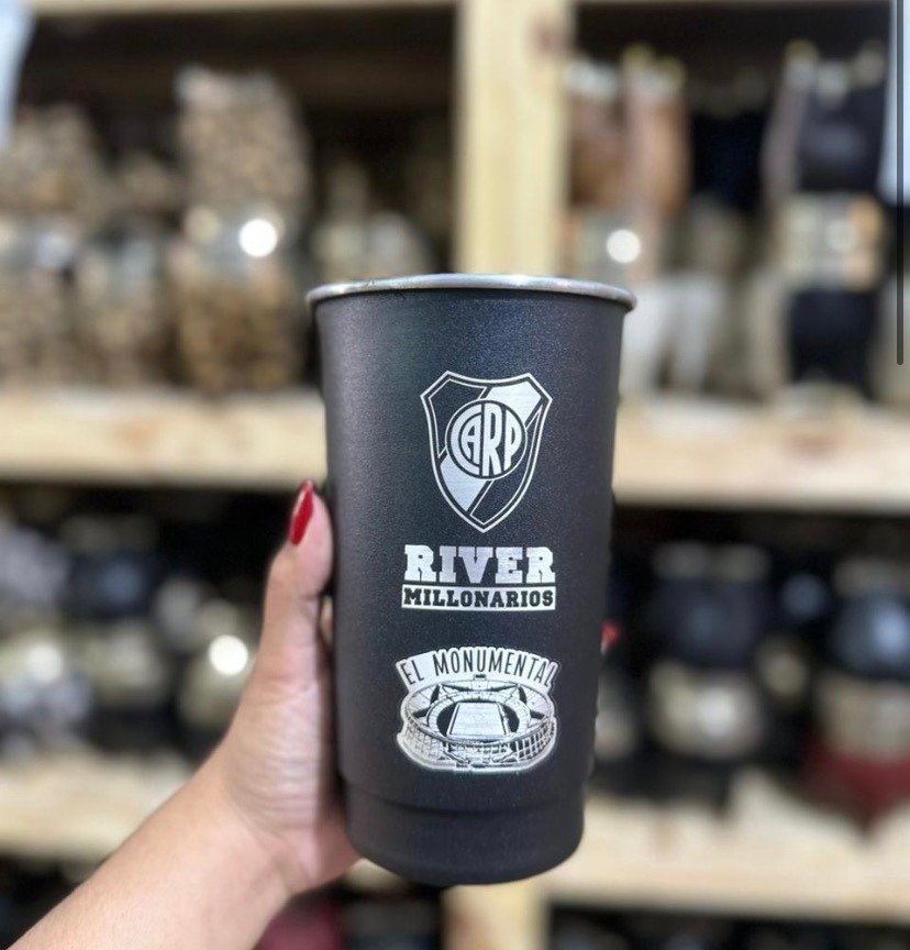 VASO FERNETERO NEGRO 1L GRABADO RIVER PLATE
