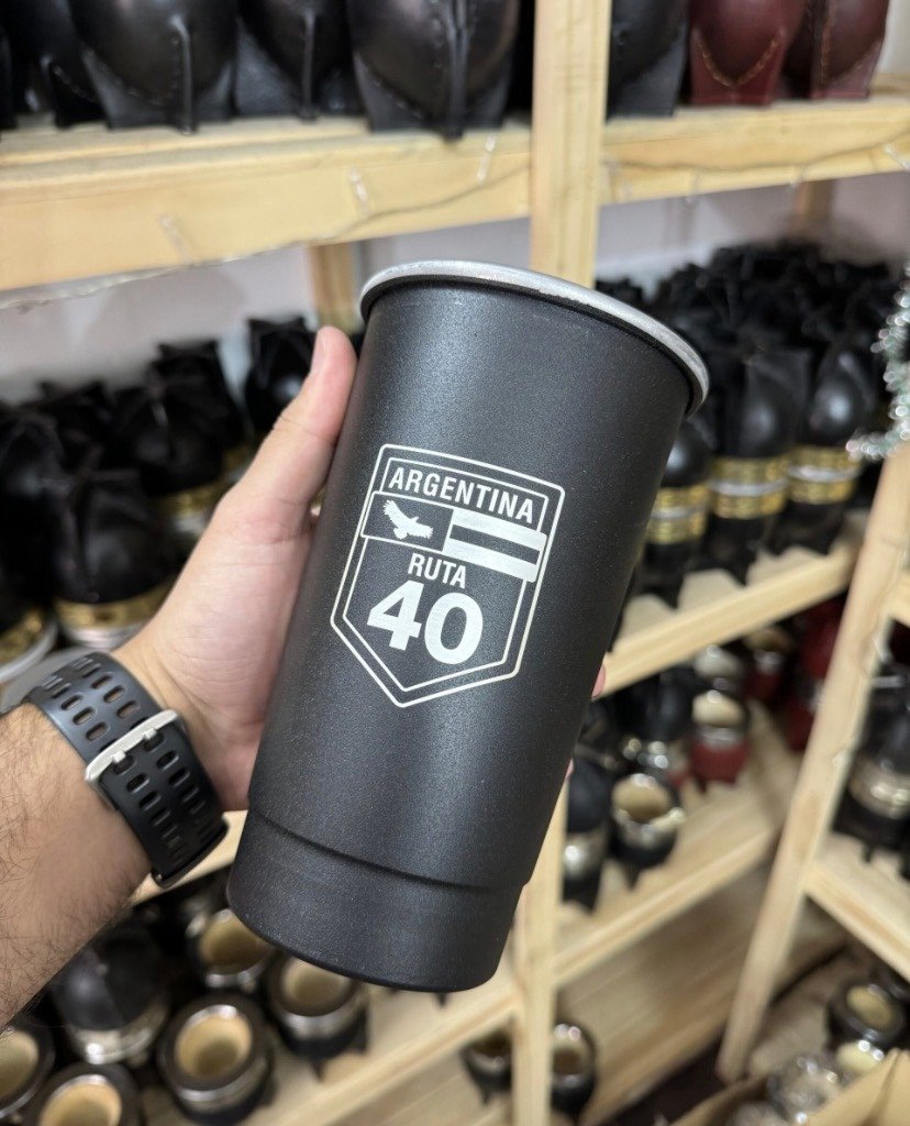 VASO FERNETERO NEGRO 1L GRABADO RUTA 40